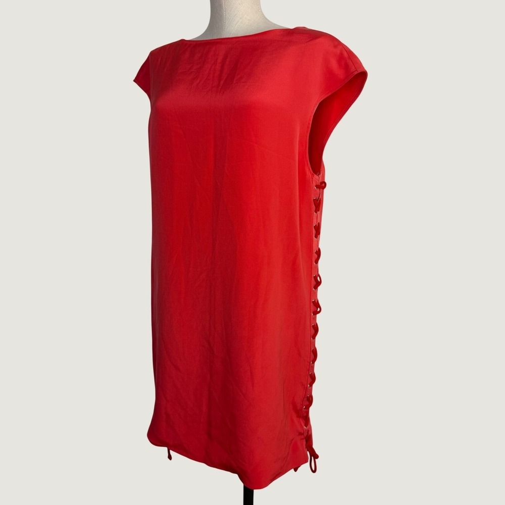 Rebecca Minkoff Pink 100% Silk Terri Lace Up Side Grommet Shift Dress Size 6